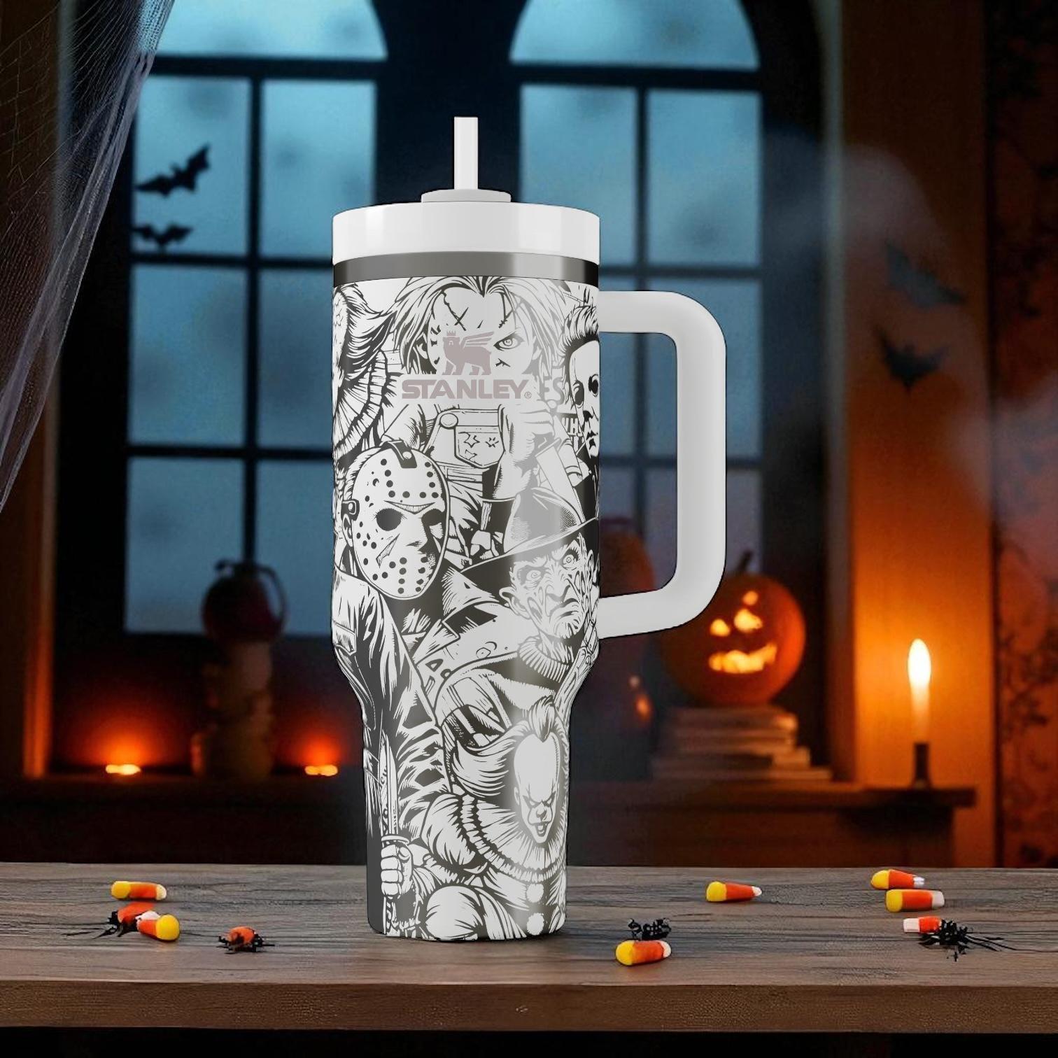 Horror Icons Stanley Tumbler – Engraved Halloween Cup – Custom