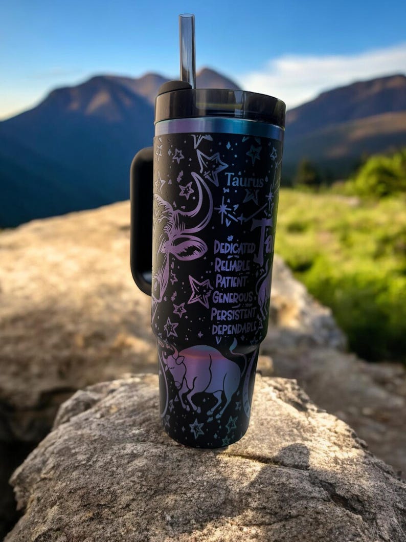 Taurus Zodiac Tumbler – Stanley Flip Straw Style – Taurus Sign Gift, Earth Element Cup, Astrology Birthday Gift Idea image 7