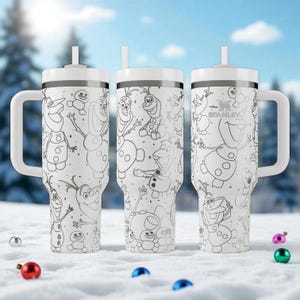 Bicchiere con pupazzo di neve inciso – Stanley Cup da 14 oz, 20 oz, 30 oz, 40 oz – Graziosa tazza invernale per bambini e appassionati di magiche storie sulla neve immagine 9
