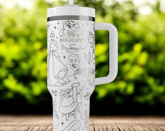 Cinderella Inspired  Stanley Tumbler 14oz 20oz 30oz 40oz – Fairytale Travel Mug, Princess Gift, Insulated Cup with Handle