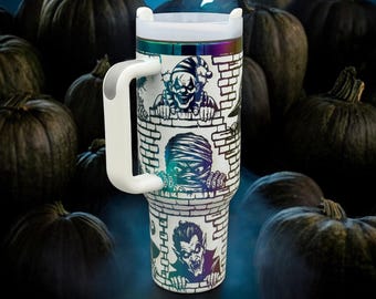 Vaso de Halloween grabado | Vaso espeluznante | Taza de Halloween | Vaso de esqueleto | Regalo de Halloween | Vaso grabado con láser