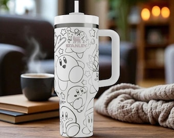 Vaso Kirby Stanley – Taza grabada con un adorable personaje del juego – Regalo personalizado – 14 oz, 20 oz, 30 oz, 40 oz
