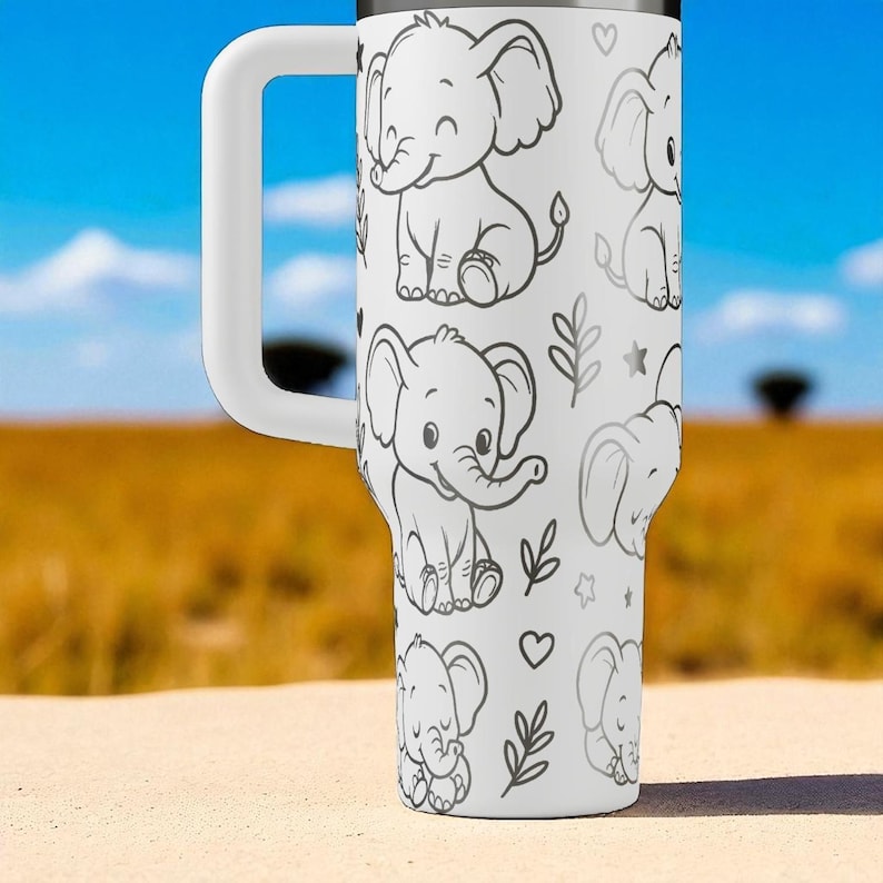 Kubek Stanley Elephant Tumbler – uroczy kubek z grawerowanym laserowo słoniątkiem (14 uncji, 20 uncji, 30 uncji, 40 uncji) zdjęcie 7