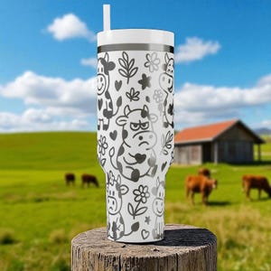 Cow Stanley Tumbler – Cute Engraved Cow Cup – Funny Farm Animal Gift – Custom Name Mug – 14oz 20oz 30oz 40oz image 9