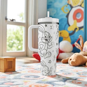 Funny Bunny Engraved Stanley Tumbler – Cute Rabbit Cup – Laser Engraved Gift – 14oz 20oz 30oz 40oz image 6