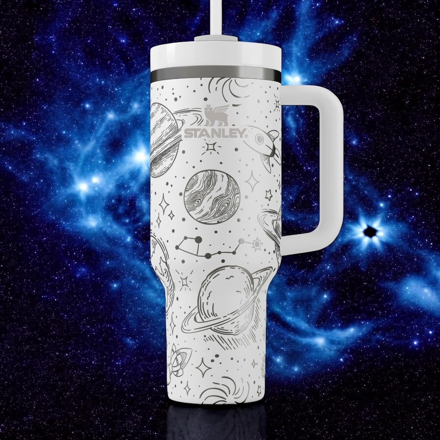 Galaxy Stanley Tumbler – 40oz Space Engraved Cup With Planets