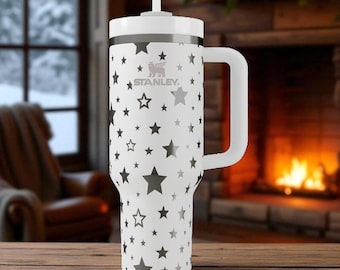 Starry Night Stanley Tumbler – Cute Engraved Stars Cup – Celestial Gift – Personalized Mug for Space Lovers – 14oz 20oz 30oz 40oz