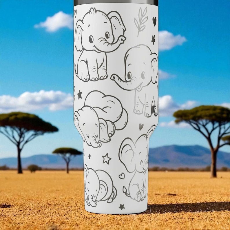 Kubek Stanley Elephant Tumbler – uroczy kubek z grawerowanym laserowo słoniątkiem (14 uncji, 20 uncji, 30 uncji, 40 uncji) zdjęcie 6