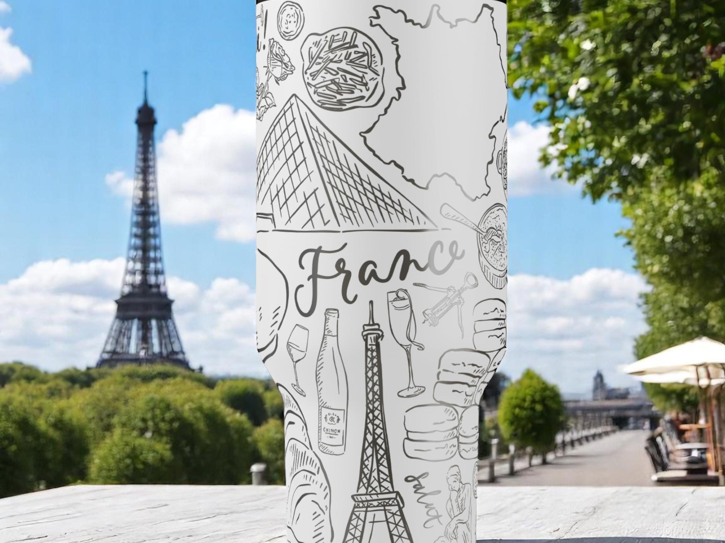 Parisian Engraved Stanley Tumbler – 40oz France Travel Mug With