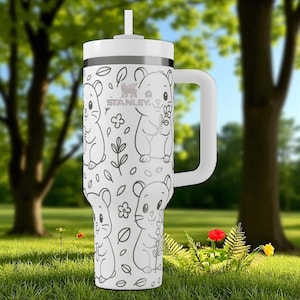 Engraved Hamster Tumbler – Stanley Cup 14oz 20oz 30oz 40oz – Cute Pet Lover Gift, Woodland Animal Cup image 1