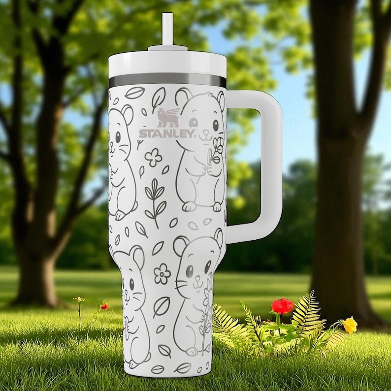 Engraved Hamster Tumbler – Stanley Cup 14oz 20oz 30oz 40oz – Cute Pet Lover Gift, Woodland Animal Cup image 1