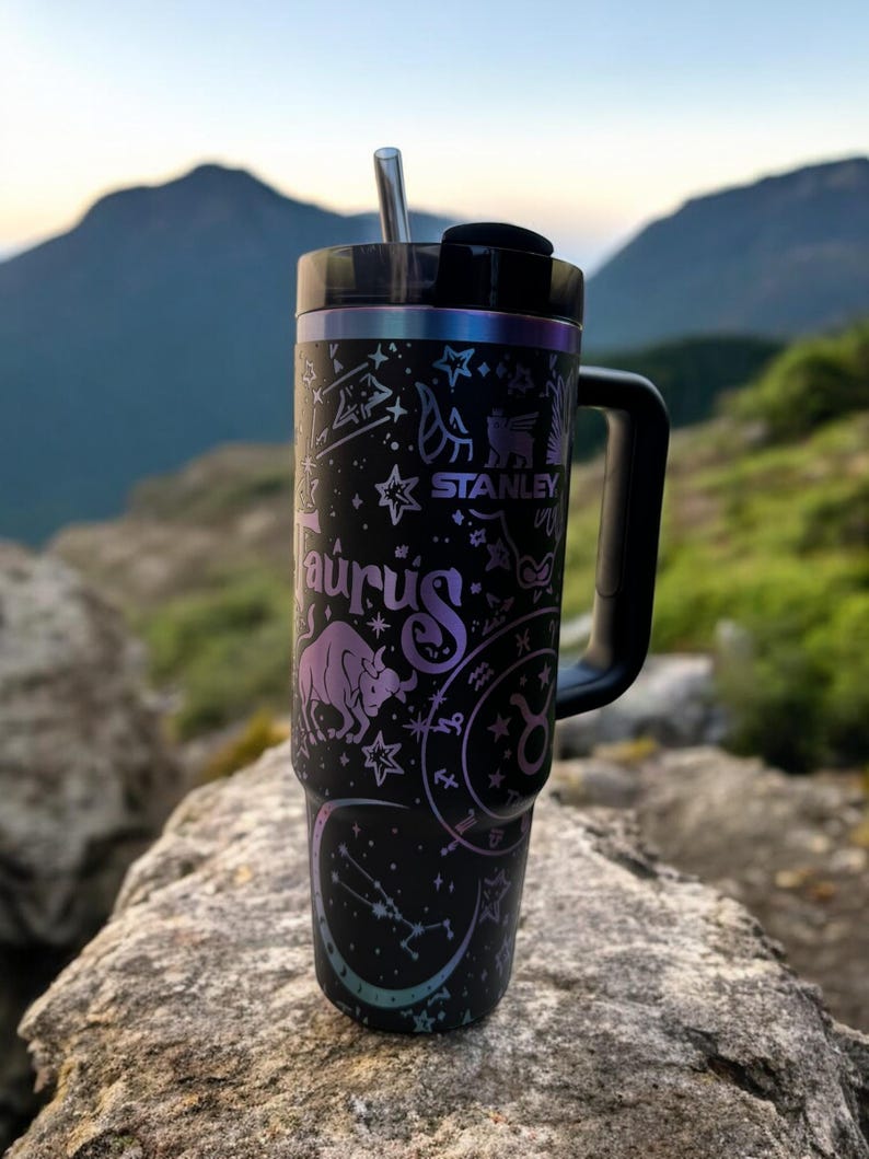 Taurus Zodiac Tumbler – Stanley Flip Straw Style – Taurus Sign Gift, Earth Element Cup, Astrology Birthday Gift Idea image 8