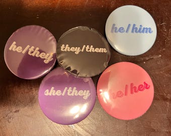 Pronoun Pins 2.25"
