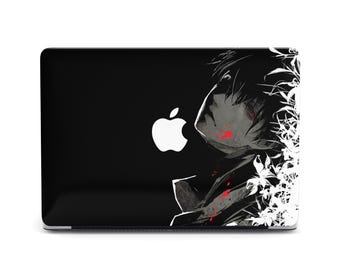 Étui pour macbook MacBook Air 13 15 M3 M2 M1 Pro 14 16 2024 2023, portrait d'anime sombre, fleurs blanches