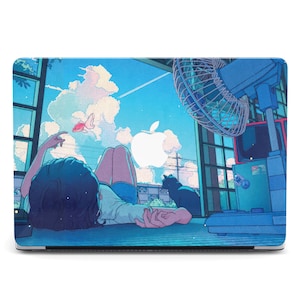 Anime Girl Manga Cartoon Summer Sky Black Cat MacBook Case for Macbook Air 13 15 M3 M2 M1 Pro 14 16 2024 2023 MacBook Pro Hard Shell Cover