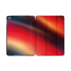 Funda tipo libro para iPad Pro Air Mini de 10.2, 10.9, 11, 12.9 y 13 pulgadas (modelos 2017-2025, M3 y M4) con diseño abstracto de degradado vertical en rojo y naranja.