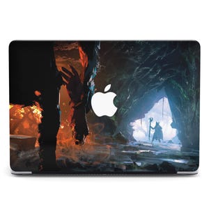 Höhle Eingang Krieger Silhouette Feuer Licht Kontrast MacBook Tasche für MacBook Air 13 15 M3 M2 M1 Pro 14 16 2024 2023 MacBook Pro Hartschale