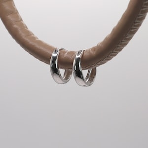Loopy Silver Earrings – Everyday Minimalist  Small Thick Hoops for Women