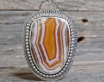 Laguna Agate Sterling Silver Statement Necklace Collector stone