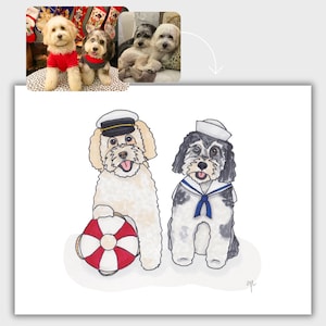 Custom Pet Portrait Cards, Cartoon Dog Cards, Custom Dog Cards and Custom Cat Cards for Pet Owners