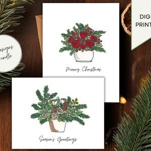 Tarjetas de felicitación navideñas imprimibles, descarga digital para las vacaciones de invierno y Navidad, tarjetas en blanco de 4,25&quot; x 5,5&quot;