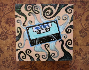 Pittura Mix Tape su legno