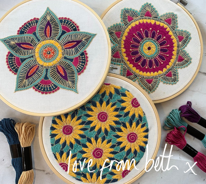 DIY Embroidery Craft Kit. Beginner friendly. Choose from Starflower, Sunflowers, Doodle Daisy or Radiance image 1