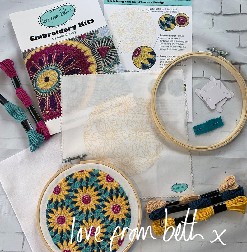 DIY Embroidery Craft Kit. Beginner friendly. Choose from Starflower, Sunflowers, Doodle Daisy or Radiance image 6