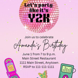 2000s Birthday Invitation, Y2K Birthday, Teen Birthday Invitation, Girl