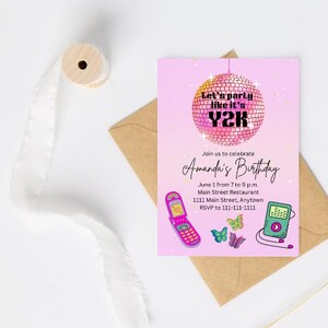 2000s Birthday Invitation, Y2K Birthday, Teen Birthday Invitation, Girl