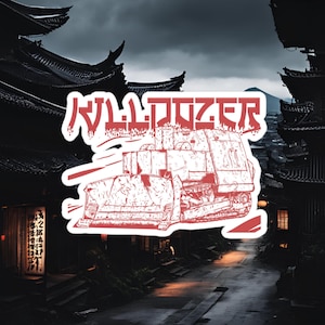 Killdozer sticker. Japanese style killdozer sticker red Premium Vinyl