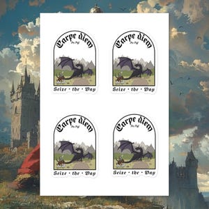 Pacchetto adesivi Seize the Day Carpe Diem Medieval Cowboy / Adesivi unici