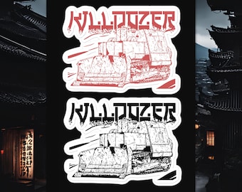 Pegatinas de Killdozer. Hoja de pegatinas de Killdozer de estilo japonés