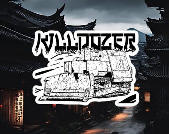Pegatina de Killdozer. Pegatina de Killdozer de estilo japonés Vinilo premium