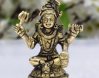 10インチの銅製シヴァ像：マハデヴ、トリシュール、ヒンドゥー教の神