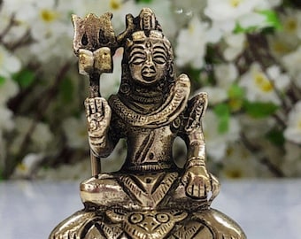 ヨガ　シヴァ神の銅像 インド ヨガの神 シヴァ 坐像 創造と破壊のパワー