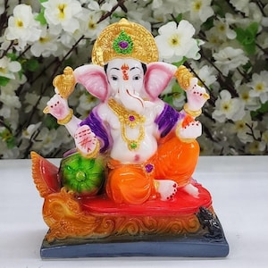 Small Ganesha Statue Ganesh ji Idol for Mandir Decor Mini Ganesh Murti  Good Luck God Gift Vinayaka Statue Hindu Religious Housewarming Gift