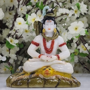 Lord Shiva Statue Mahadev Idol Trishul, Trident, Hindu God, Adiyogi Statue, Meditating Shiva, Large Shiv Murti for Mandir Altar Decor