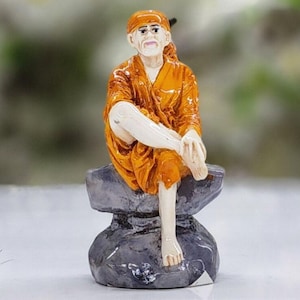 Sai Baba Statue Small Sai Nath Idol Shirdi Sai Baba Figurine Hindu God Sai Ram Murit Believer of all Religious Sai Baba Sculpture for Temple