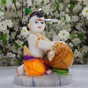 Baby Krishna Statue Small Krishna Idol for Home Bal Gopal Makhan Chor Krishna God of Love Lord Krishna Figurine for Temple Altar Decor