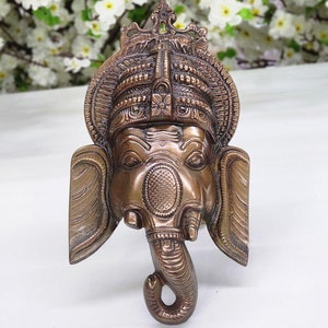 Ganesha Wall Hanging Bronze Ganesha Wall Art Ganesha Elephant Head Wall Decor Ganesah Wall Stateu Ganesh Face Idol Indian Home Temple Decor
