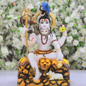 Lord Shiva Statue Mahadev Idol Trishul, Trident, Hindu God, Adiyogi Statue, Meditating Shiva, Large Shiv Murti for Mandir Altar Decor