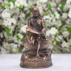 Sai Baba Statue Large Sai Nath Idol Bronze Shirdi Sai Baba Figurine Hindu God Sai Ram Believer of all Religious Sai Baba Sculpture