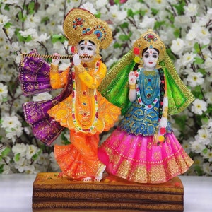 Radha Krishna Statue Large Radha Krishna Idol for Temple Hindu Divine Couple God of Love Krishna with Radha Ji Sculpture Hare Krishna Idol