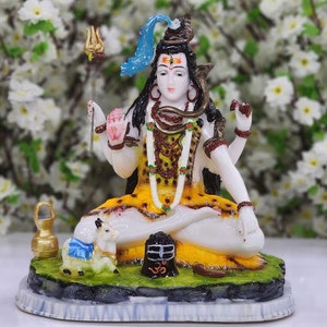 Lord Shiva Statue Mahadev Figurine Meditating Shiva Idol for Mandir Pooja Trisul, Trident, Hindu God, Adiyogi, Shiva Sculpture