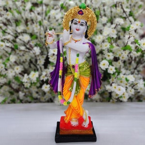 Large Krishna Statue Lord Krishna Idol Standing Krishna Sculpture Hindu God of Love Krishna Figurine Hindu Temple Mandir Pooja Room Decor