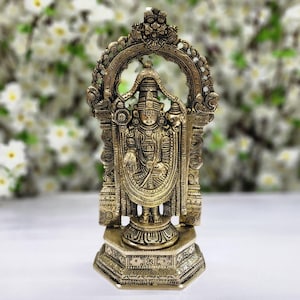 Tirupati Balaji Statue in Brass Lord Balaji Idol for New Home, Vishnu Avtar Figurine, Shree Venkateswara for Home Temple Mandir Decor