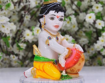 Baby Krishna Statue: Resin Bal Gopal Idol, Hindu Mandir Decor