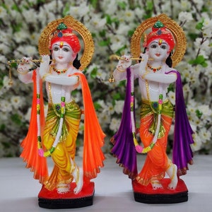 Krishna Statue Hare Krishna Statue God of Lover Anniversary Gift Temple Home Pooja Decor Gift for Him Handmade Krishna Idol for Showpiece