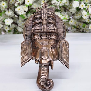 Ganesha Wall Hanging Bronze Indian Home Decor Ganesha Wall Decor Ganpati Diwali Decorations Hindu God Siddhi Vinayaka Statue for Return Gift